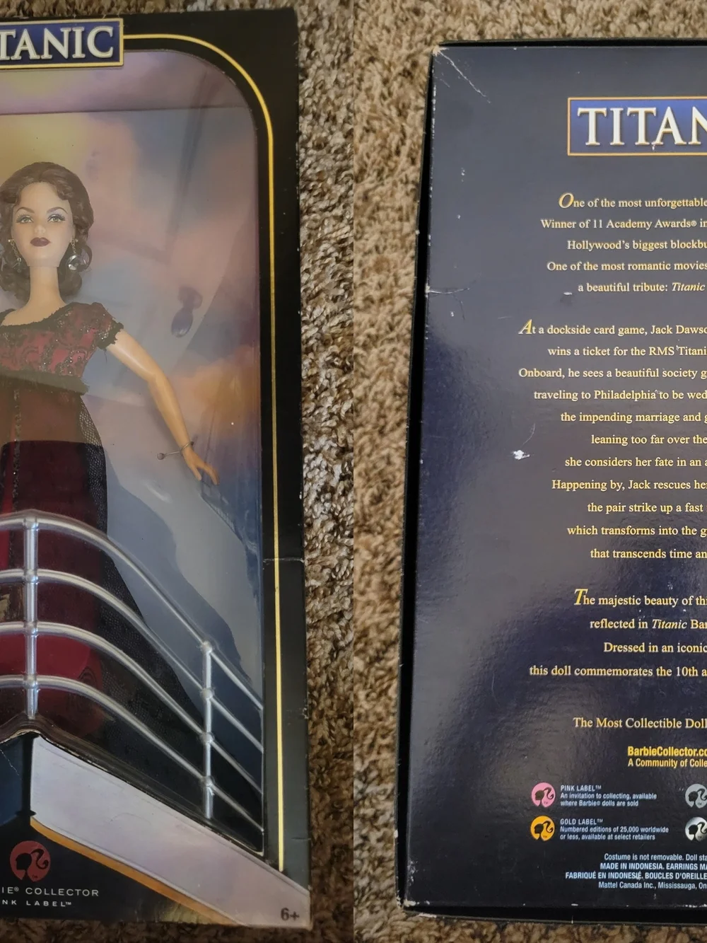 Titanic Rose Barbie, Pink Label, 2007, Great Condition